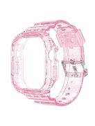 For Apple Watch Ultra 49mm Smart Watch Strap Replacement Soft TPU Wrist Band Integrated with Watch Case - Transparent Pink