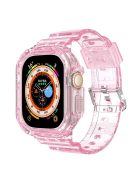 For Apple Watch Ultra 49mm Smart Watch Strap Replacement Soft TPU Wrist Band Integrated with Watch Case - Transparent Pink