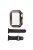 For Apple Watch Ultra 49mm Soft Silicone Band Replacement + Full Cover Hard PC Electroplating Watch Case with Tempered Glass Screen Protector - Black  /  Gold