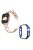 For Apple Watch Ultra 49mm Stainless Steel X-shaped Watch Band Rhinestone Decor Bracelet Wristband with Hollow Midnight Blue PC Watch Cover - Gold