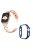 For Apple Watch Ultra 49mm Stainless Steel X-shaped Watch Band Rhinestone Decor Bracelet Wristband with Hollow Midnight Blue PC Watch Cover - Rose Gold