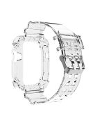 For Apple Watch Ultra 49mm Two Row Holes TPU Smart Watch Band Replacement Wrist Strap Integrated with Watch Case - Transparent