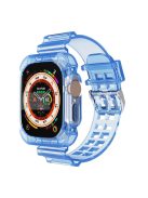 For Apple Watch Ultra 49mm Two Row Holes TPU Smart Watch Band Replacement Wrist Strap Integrated with Watch Case - Transparent Blue