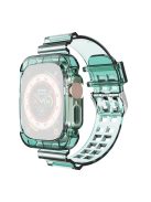 For Apple Watch Ultra 49mm Two Row Holes TPU Smart Watch Band Replacement Wrist Strap Integrated with Watch Case - Transparent Green