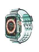 For Apple Watch Ultra 49mm Two Row Holes TPU Smart Watch Band Replacement Wrist Strap Integrated with Watch Case - Transparent Green