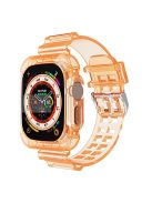 For Apple Watch Ultra 49mm Two Row Holes TPU Smart Watch Band Replacement Wrist Strap Integrated with Watch Case - Transparent Orange