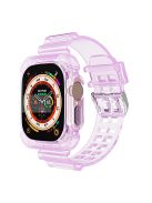 For Apple Watch Ultra 49mm Two Row Holes TPU Smart Watch Band Replacement Wrist Strap Integrated with Watch Case - Transparent Purple