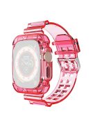 For Apple Watch Ultra 49mm Two Row Holes TPU Smart Watch Band Replacement Wrist Strap Integrated with Watch Case - Transparent Rose Red