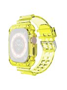 For Apple Watch Ultra 49mm Two Row Holes TPU Smart Watch Band Replacement Wrist Strap Integrated with Watch Case - Transparent Yellow