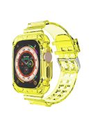 For Apple Watch Ultra 49mm Two Row Holes TPU Smart Watch Band Replacement Wrist Strap Integrated with Watch Case - Transparent Yellow