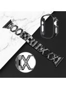 For Apple Watch Ultra 49mm X-shaped Rhinestone Decor Watch Band Stainless Steel Bracelet Strap Wristband Replacement with Black PC Watch Cover Frame - Black