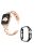 For Apple Watch Ultra 49mm X-shaped Rhinestone Decor Watch Band Stainless Steel Bracelet Strap Wristband Replacement with Black PC Watch Cover Frame - Rose Gold