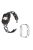 For Apple Watch Ultra 49mm X-shaped Stainless Steel Watch Band Rhinestone Decor Replacement Strap with Silver PC Watch Cover Frame - Black