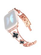 Four Leaf Clover Watch Strap for Apple Watch 10 46mm / Ultra 2 / Ultra 49mm / 9 8 7 45mm / SE (2023) SE (2022) SE 6 5 4 44mm / 3 2 1 42mm - Rose Gold+Black