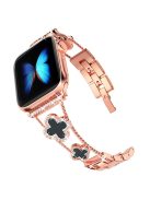 Four Leaf Clover Watch Strap for Apple Watch 10 46mm / Ultra 2 / Ultra 49mm / 9 8 7 45mm / SE (2023) SE (2022) SE 6 5 4 44mm / 3 2 1 42mm - Rose Gold+Black