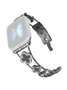 Four Leaf Clover Watch Strap for Apple Watch Series 10 42mm / 9 8 7 41mm / 6 5 4 SE (2022) SE (2023) SE 40mm / 3 2 1 38mm Metal Wrist Band - Black