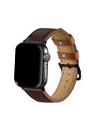 Fresh Contrast Color Genuine Leather Watch Strap for Apple Watch Series 10 42mm / 9 8 7 41mm / SE (2023) SE (2022) SE 6 5 4 40mm / 3 2 1 38mm - Brown