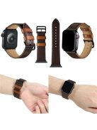 Fresh Contrast Color Genuine Leather Watch Strap for Apple Watch Series 10 42mm / 9 8 7 41mm / SE (2023) SE (2022) SE 6 5 4 40mm / 3 2 1 38mm - Brown