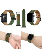 Fresh Contrast Color Genuine Leather Watch Strap for Apple Watch Series 10 42mm / 9 8 7 41mm / SE (2023) SE (2022) SE 6 5 4 40mm / 3 2 1 38mm - Green / Brown Line