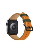 Fresh Contrast Color Genuine Leather Watch Strap for Apple Watch Series 10 42mm / 9 8 7 41mm / SE (2023) SE (2022) SE 6 5 4 40mm / 3 2 1 38mm - Orange