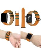 Fresh Contrast Color Genuine Leather Watch Strap for Apple Watch Series 10 42mm / 9 8 7 41mm / SE (2023) SE (2022) SE 6 5 4 40mm / 3 2 1 38mm - Orange