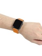 Fresh Contrast Color Genuine Leather Watch Strap for Apple Watch Series 10 42mm / 9 8 7 41mm / SE (2023) SE (2022) SE 6 5 4 40mm / 3 2 1 38mm - Orange