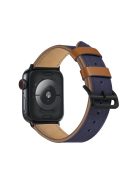 Fresh Contrast Color Genuine Leather Watch Strap for Apple Watch Series 10 42mm / 9 8 7 41mm / SE (2023) SE (2022) SE 6 5 4 40mm / 3 2 1 38mm - Sapphire Blue