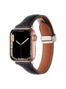 Genuine Cow Leather Band for Apple Watch 10 46mm / Ultra 2 / Ultra 49mm / 9 8 7 45mm / SE (2023) SE (2022) SE 6 5 4 44mm / 3 2 1 42mm Strap - Black