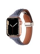 Genuine Cow Leather Band for Apple Watch 10 46mm / Ultra 2 / Ultra 49mm / 9 8 7 45mm / SE (2023) SE (2022) SE 6 5 4 44mm / 3 2 1 42mm Strap - Blue-Grey