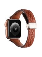 Genuine Cow Leather Band for Apple Watch 10 46mm / Ultra 2 / Ultra 49mm / 9 8 7 45mm / SE (2023) SE (2022) SE 6 5 4 44mm / 3 2 1 42mm Strap - Brown