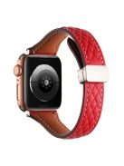 Genuine Cow Leather Band for Apple Watch 10 46mm / Ultra 2 / Ultra 49mm / 9 8 7 45mm / SE (2023) SE (2022) SE 6 5 4 44mm / 3 2 1 42mm Strap - Red