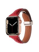 Genuine Cow Leather Band for Apple Watch 10 46mm / Ultra 2 / Ultra 49mm / 9 8 7 45mm / SE (2023) SE (2022) SE 6 5 4 44mm / 3 2 1 42mm Strap - Red