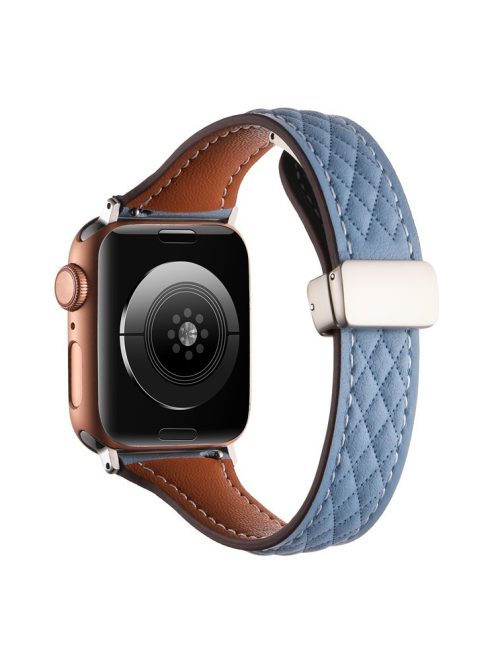 Genuine Cow Leather Band for Apple Watch 10 46mm / Ultra 2 / Ultra 49mm / 9 8 7 45mm / SE (2023) SE (2022) SE 6 5 4 44mm / 3 2 1 42mm Strap - Sky Blue