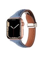 Genuine Cow Leather Band for Apple Watch 10 46mm / Ultra 2 / Ultra 49mm / 9 8 7 45mm / SE (2023) SE (2022) SE 6 5 4 44mm / 3 2 1 42mm Strap - Sky Blue