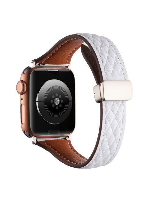 Genuine Cow Leather Band for Apple Watch 10 46mm / Ultra 2 / Ultra 49mm / 9 8 7 45mm / SE (2023) SE (2022) SE 6 5 4 44mm / 3 2 1 42mm Strap - White