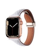 Genuine Cow Leather Band for Apple Watch 10 46mm / Ultra 2 / Ultra 49mm / 9 8 7 45mm / SE (2023) SE (2022) SE 6 5 4 44mm / 3 2 1 42mm Strap - White