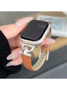 Genuine Cow Leather Band For Apple Watch Series 10 42mm / 9 8 7 41mm / 6 5 4 SE (2023) SE (2022) SE 40mm / 3 2 1 38mm Replacement Bracelet - Light Brown