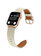 Genuine Cow Leather Strap for Apple Watch Series 10 42mm  /  Series 9 8 7 41mm  /  SE (2023) SE (2022) SE 6 5 4 40mm  /  3 2 1 38mm Band - Beige