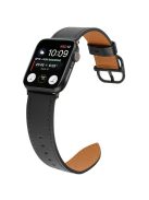 Genuine Cow Leather Strap for Apple Watch Series 10 42mm  /  Series 9 8 7 41mm  /  SE (2023) SE (2022) SE 6 5 4 40mm  /  3 2 1 38mm Band - Black