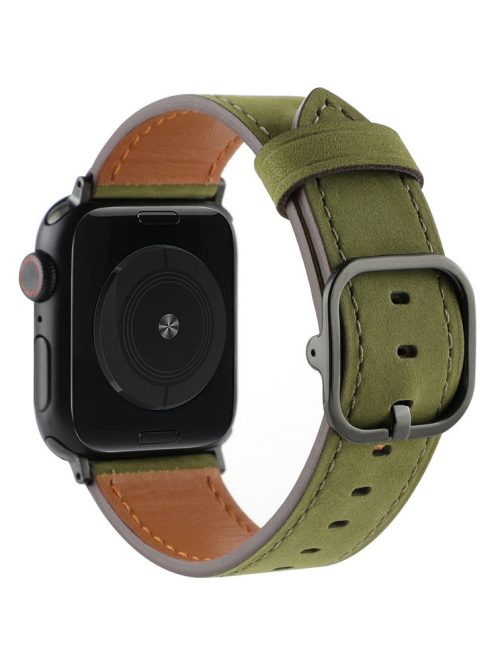 Genuine Cow Leather Strap for Apple Watch Series 10 42mm  /  Series 9 8 7 41mm  /  SE (2023) SE (2022) SE 6 5 4 40mm  /  3 2 1 38mm Band - Green