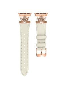   Genuine Cow Leather Strap for Apple Watch Series 10 42mm / 9 8 7 41mm / SE (2023) SE (2022) SE 6 5 4 40mm / 3 2 1 38mm Band with Rose Gold Buckle - Apricot