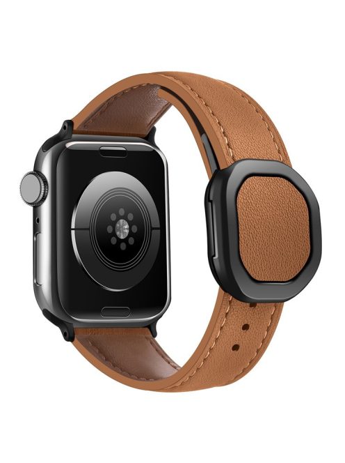 Genuine Cow Leather Strap for Apple Watch Series 10 42mm / 9 8 7 41mm / SE (2023) SE (2022) SE 6 5 4 40mm / 3 2 1 38mm Magnetic Buckle Wrist Band - Brown