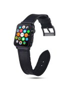 Genuine Leather + Silicone Wrist Watch Strap Replacement for Apple Watch Series 10 42mm / 9 8 7 41mm / SE (2023) SE (2022) SE 6 5 4 40mm / 3 2 1 38mm - Black