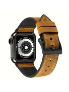 Genuine Leather + Silicone Wrist Watch Strap Replacement for Apple Watch Series 10 42mm / 9 8 7 41mm / SE (2023) SE (2022) SE 6 5 4 40mm / 3 2 1 38mm - Brown