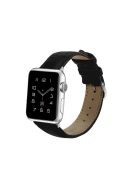 Genuine Leather Metal Buckle Watch Band for Apple Watch Series 10 42mm / 9 8 7 41mm / SE (2023) SE (2022) SE 6 5 4 40mm / 3 2 1 38mm - Black