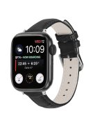 Genuine Leather Metal Buckle Watch Band for Apple Watch Series 10 46mm / Ultra 2 Ultra 49mm / 9 8 7 45mm / SE (2023) SE (2022) SE 6 5 4 44mm / 3 2 1 42mm - Black