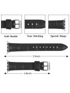 Genuine Leather Metal Buckle Watch Band for Apple Watch Series 10 46mm / Ultra 2 Ultra 49mm / 9 8 7 45mm / SE (2023) SE (2022) SE 6 5 4 44mm / 3 2 1 42mm - Black