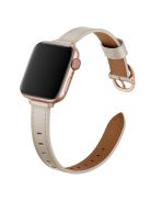 Genuine Leather Metal Buckle Watch Band Strap for Apple Watch Ultra 49mm / Ultra 2 49mm / Series 9 45mm / SE (2023) 44mm / Series 8 45mm / 7 45mm / Watch Series 6 / 5 / 4 / SE 44mm / SE (2022) 44mm /  Series 3 / 2 / 1 42mm - Beige / Rose Gold Buckle