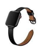 Genuine Leather Metal Buckle Watch Band Strap for Apple Watch Ultra 49mm / Ultra 2 49mm / Series 9 45mm / SE (2023) 44mm / Series 8 45mm / 7 45mm / Watch Series 6 / 5 / 4 / SE 44mm / SE (2022) 44mm /  Series 3 / 2 / 1 42mm - Black / Black Buckle