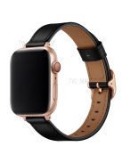 Genuine Leather Metal Buckle Watch Band Strap for Apple Watch Ultra 49mm / Ultra 2 49mm / Series 9 45mm / SE (2023) 44mm / Series 8 45mm / 7 45mm / Watch Series 6 / 5 / 4 / SE 44mm / SE (2022) 44mm /  Series 3 / 2 / 1 42mm - Black / Rose Gold Buckle